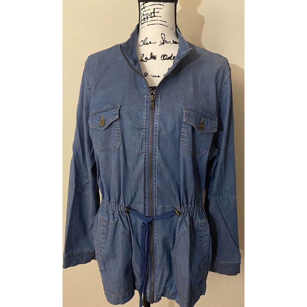 Women’s QVC Denim & Company Size Large Shackleton Jacket Drawstring Pullcord